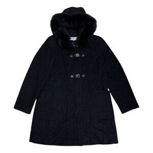 TRINA TURK Genuine FOX FUR & Wool Luxury Designer Vintage Pea Coat Womens 12